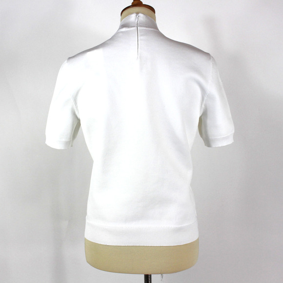 Tory Burch Logo Mock Neck Top NEW Short Sleeve Knit T Shirt Embossed Size S - Picture 6 of 8